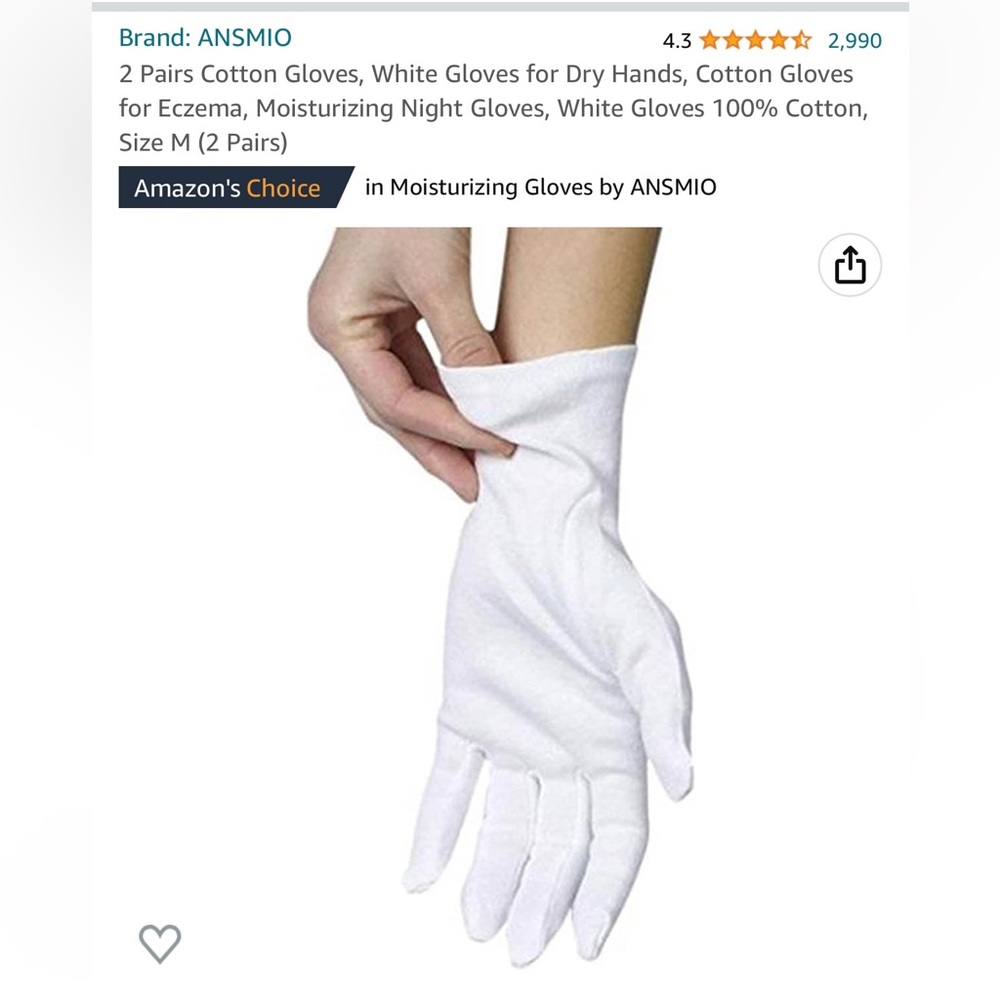 2 pairs of white cotton gloves
